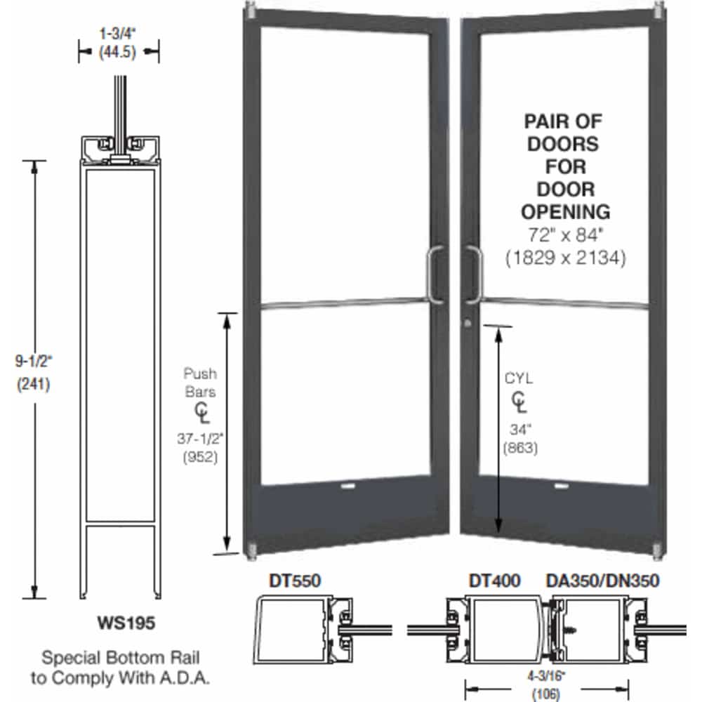 CRLU.S. Aluminum Bronze Anodized 250 Series Narrow Stile Pair 6'0 x 7