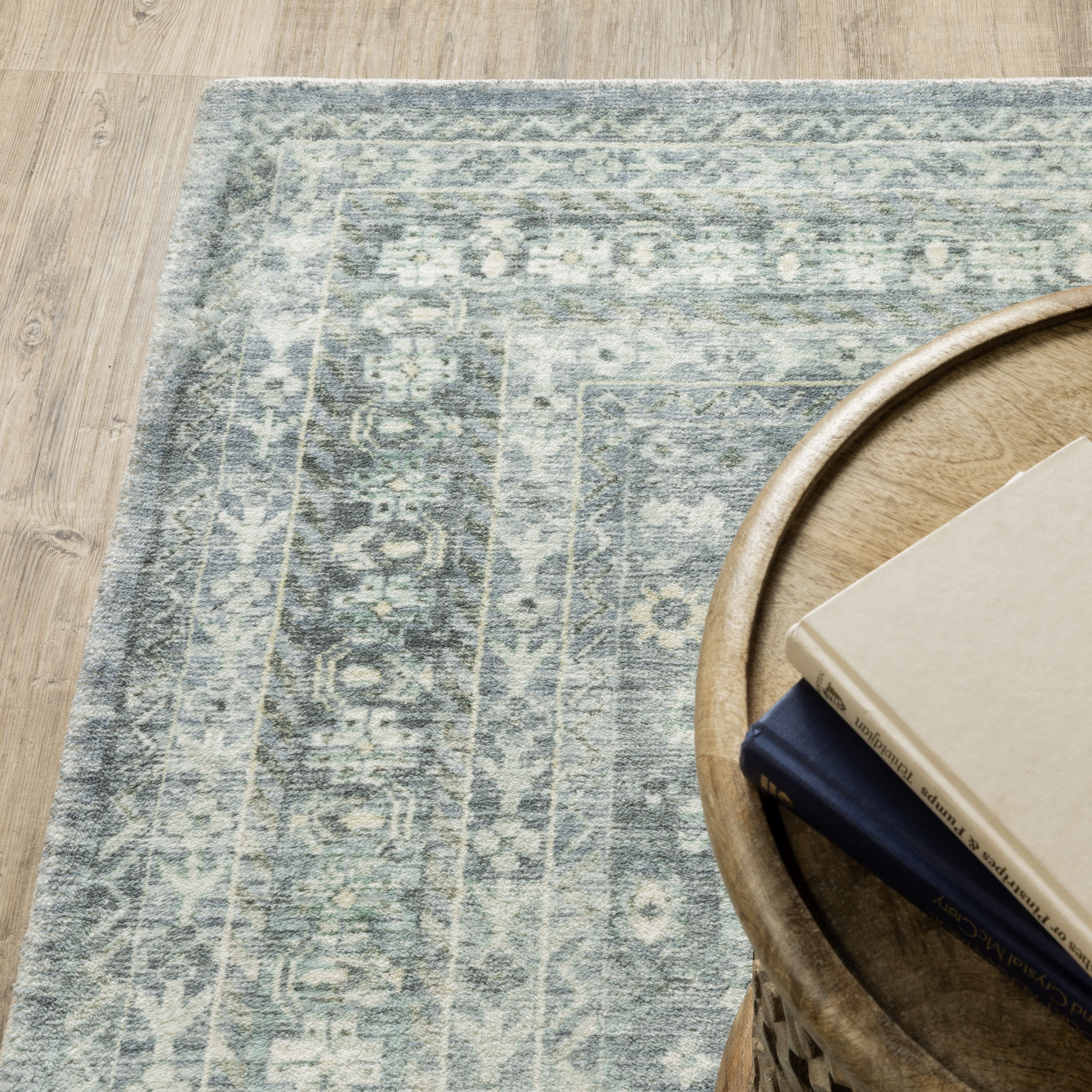 Avalon Home Silvana Distressed Floral Area Rug, 2' X 8' Runner, Blue/ Ivory