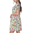 thumbnail image 2 of Easygdp Rabbit And Butterfly para Vestido Transpirable de Mujer, Vestido Suelto de Manga Corta con Pliegues y Bolsillos para el Verano, 2 of 6