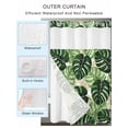 thumbnail image 2 of No Hook Cloth Fabric Shower Curtain with Snap in Liner, Palm Leaf Waterproof Shower Curtains Set with See Through Top Window, Tropical Plant Country Green Summer Bath Curtains Shower 72"x78", 2 of 6