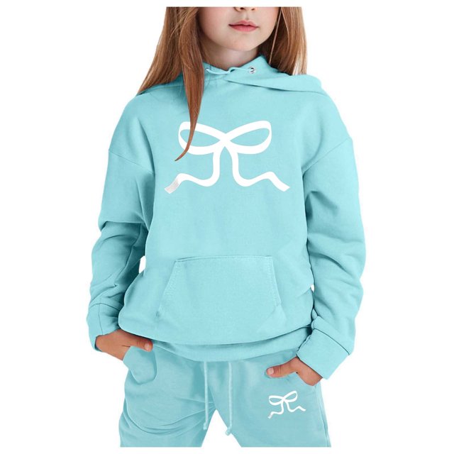 3-6 Month Girl Clothes Teens Outfits Children's Hoodie Set With Bow Print