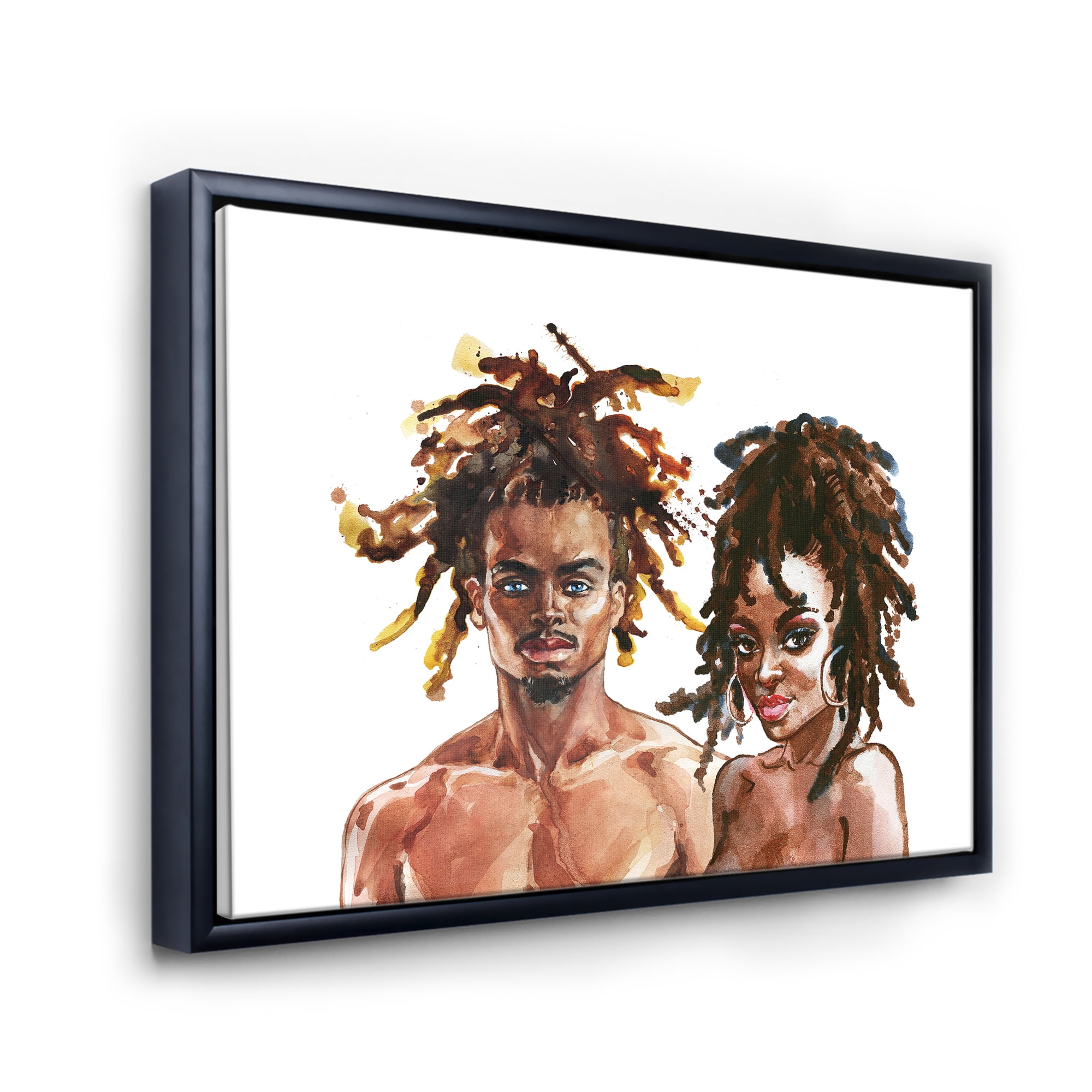 Designart 'Portrait of African American Couple' Modern Framed Canvas Wall Art Print