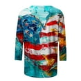 thumbnail image 4 of Savings Women's America Land of The Free Shirt 4Th of July Tee Shirts Round Neck Short Sleeve T-Shirt American Flag Graphic Tunic Blouses Dressy Causal Tunics Tops Loose Fit Summer Beach Clothes, 4 of 5