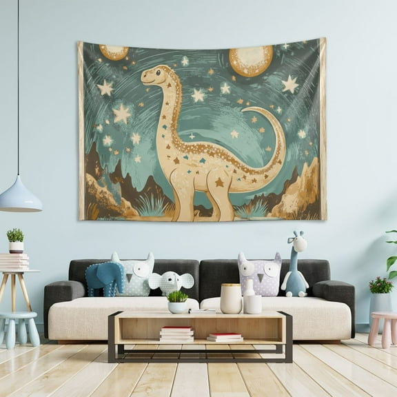 Yayeee Tapestry Wall Hanging for Bedroom 60" x 40" Living Room Home Wall Art Decor, Dinosaur with Stars