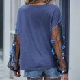 thumbnail image 4 of Abcnature Women Fashion Shirt Loose Butterfly Blouse O-Neck Net Yarn Splicing Top Plus Size Tops for Ladies Autumn Winter Casual Loose Tunic Blouse Blue XL, 4 of 4