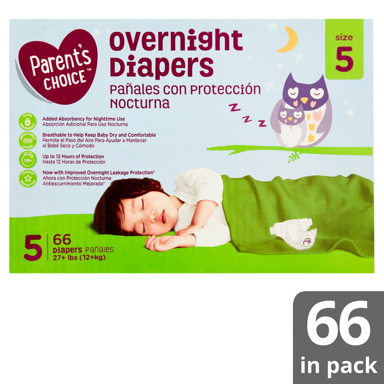 Parent's Choice Overnight Diapers, Size 5, 66 Diapers 