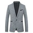 thumbnail image 2 of Herrnalise Men's Fine Check Tweed SlimHandsome Suit Top Light Gray, 2 of 3