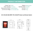 thumbnail image 2 of GFDYREE KCD1 SPST On/Off 3-Pin 2-Position Snap DC 12V-24V 20A Red LED Boat Rocker Toggle Switch - 5Pack (Only for DC12-24V), 2 of 6