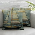 thumbnail image 3 of Fenyluxe Nautical Pillow Cover , Let Your Dreams Sail Words with Boat in Waves Motivation Lifestyle Print Pillow Soft Decorative Square Couch Pillow Covers ，Home Decor for Sofa Bedroom Car White, 3 of 5