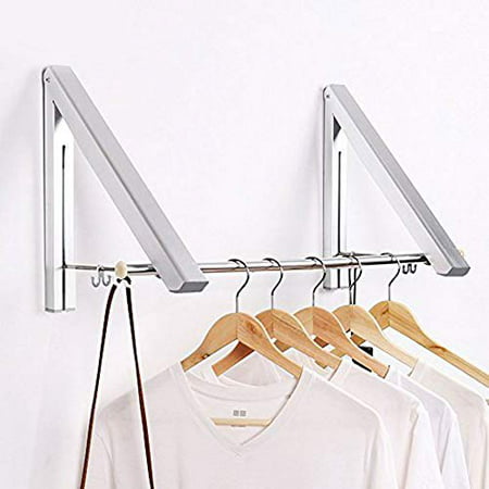 Srhome Indoor Outdoor Wall Mounted Folding Clothes Drying Rack Hanger Aluminum Hanging On Bathroom Bedroom Balcony And Laundry Home Storage Organizer 2 Pack Canada - Wall Mounted Laundry Drying Rack Outdoor