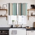 thumbnail image 2 of Teal Blue Striped Kitchen Curtains Window Panels, Farmhouse Stripes Modern Abstract Art Insulated Window Treatment Curtain, Grommet Curtains for Bedroom/Living Room/Bathroom, 2 Piece 27.5"Wx39"L, 2 of 8