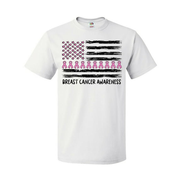 Inktastic Breast Cancer Awareness Pink Ribbons and Flag T-Shirt