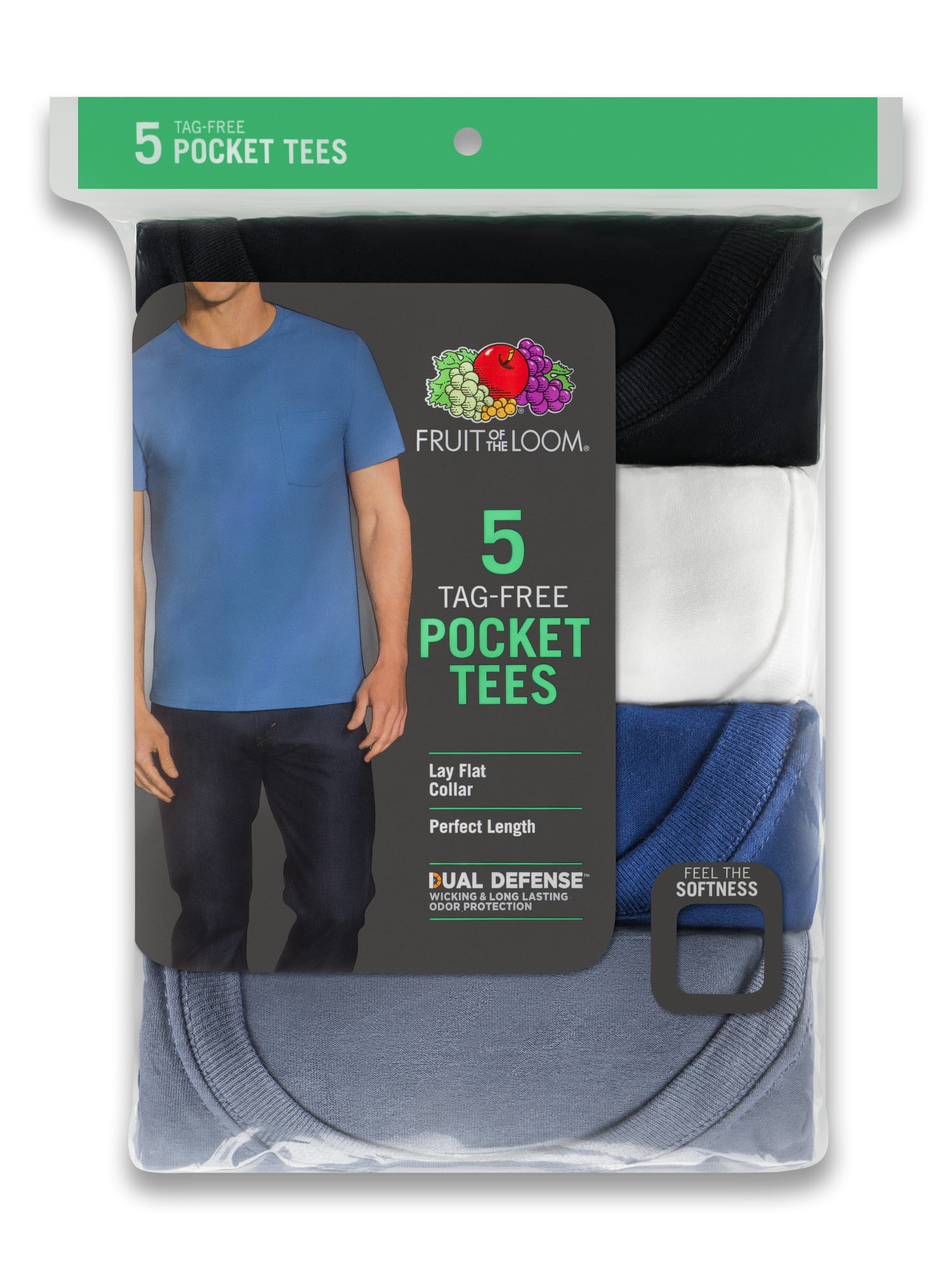 Fruit of the Loom Mens Dual Defense Pocket T Shirts 5P30BG