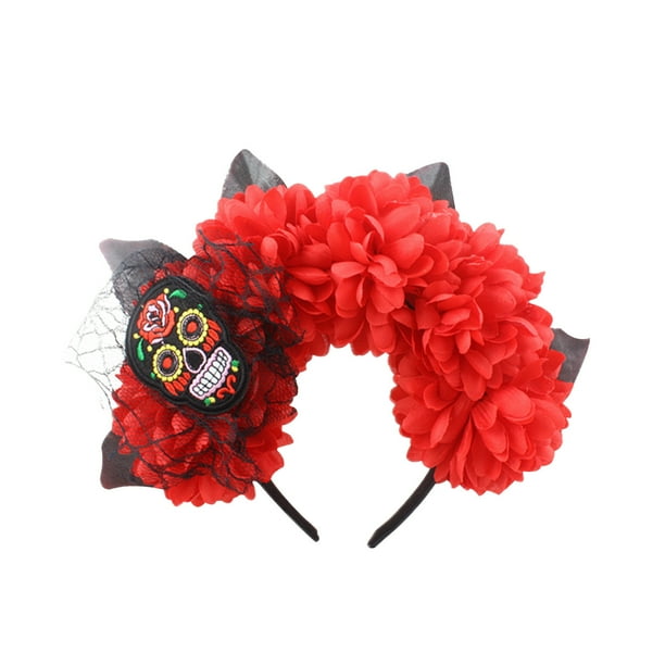 Fiesta de Halloween Aro para el pelo Muerte Calavera Rosa Falta Gasa Novia fantasma Wmkox8yii fajkfhkj4064