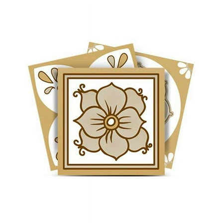 HomeRoots 390899 5 x 5 in. Vintage Brown & White Peel & Stick Removable Tiles