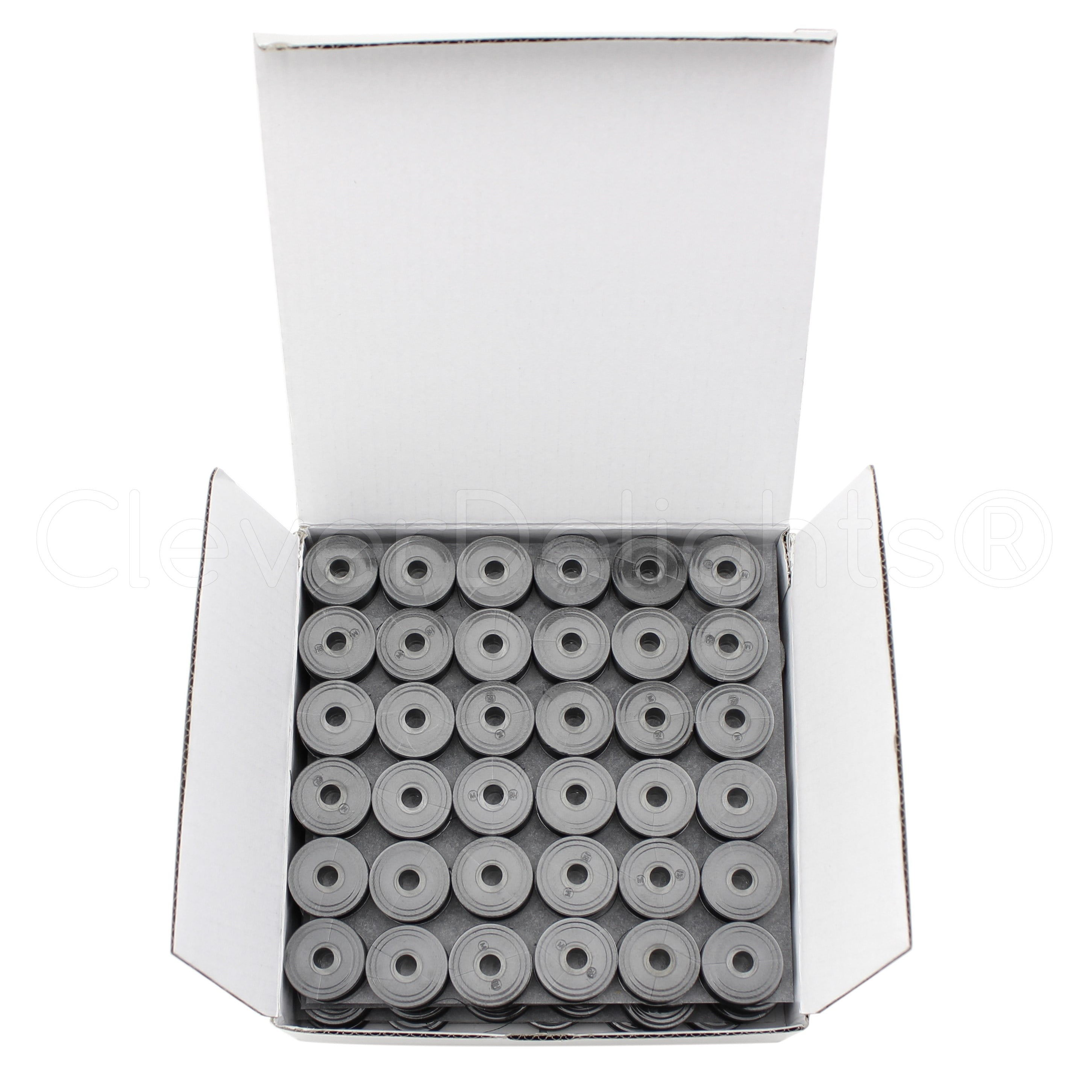 CleverDelights Black Prewound Bobbins Size M Bobbins 60wt Thread