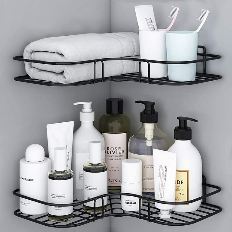 Self-Adhesive Bathroom Corner Rack Storage Shelves, Stainless