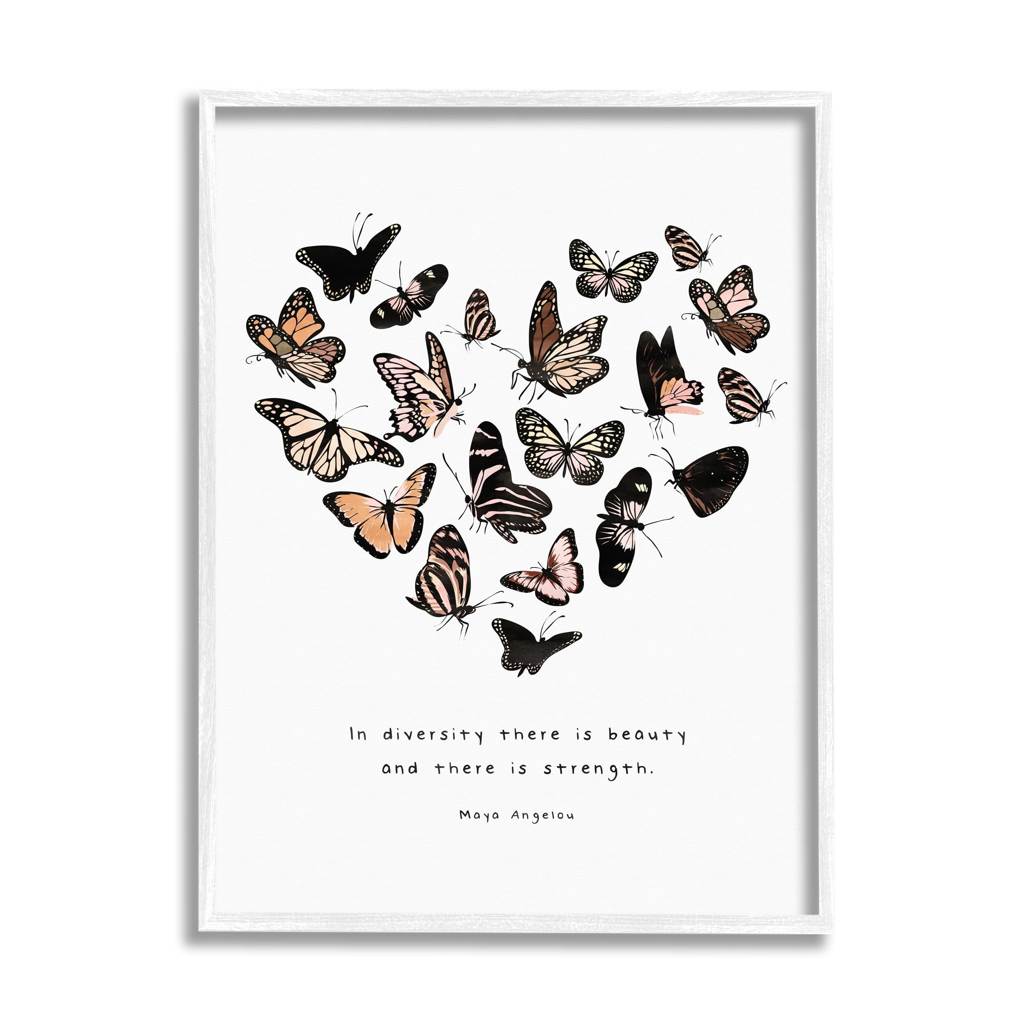 Stupell Industries In Diversity There's Beauty and Strength Butterfly Heart, 24 x 30,Design by Erica Billups