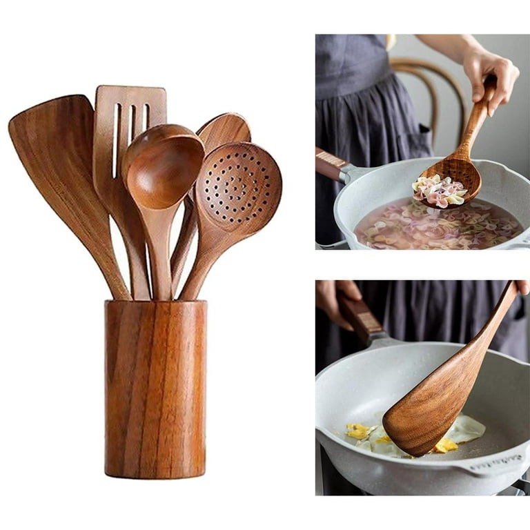 Buy Wholesale China High Quality Teak Wood Kitchen Utensils Set For Kitchen  For Cooking With Holder 10 Pack Wooden Utensils For Cooking & 10 Pack Wooden  Utensils For Kitchen With Holder at