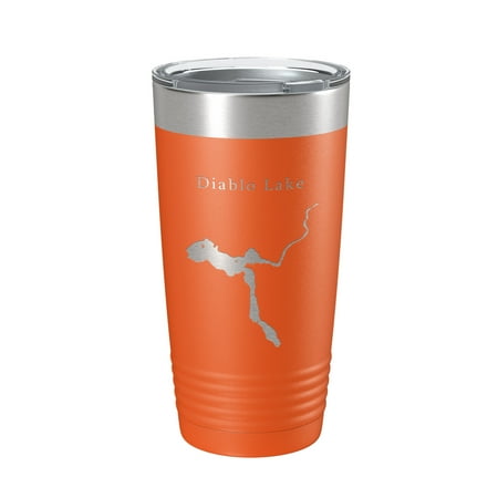 

Diablo Lake Map Tumbler Travel Mug Insulated Laser Engraved Coffee Cup Washington 20 oz Orange