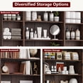 thumbnail image 6 of ChVans 71" Tall Kitchen Pantry with 12 Door Shelves and 4 Barn Doors, Farmhouse Pantry Storage Cabinet with Load-Bearing Steel Pipe and Adjustable Shelves for Kitchen, Dining Room, Living Room, Brown, 6 of 10