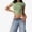 Green, variant on Women's Athletic Short Sleeve Crop Top with Stretch Fit and Crew Neck Design- Medium, Brown