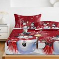 thumbnail image 6 of Twin Sze Fitted Sheet Set - Red Christmas 2 Piece Bedding Sets 16" Deep Pocket Fitted Sheet with 1 Pillowcase, Winter Snowman Xmas Tree Snowflake Brushed Microfiber Hotel Luxury Bed Sheets, 6 of 9