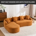 thumbnail image 3 of Newest Full Compression Sponge L-Shape Sectional Sofa with Curved Chaise, Amber Orange Modular Chenille Couch, 30D High-Density for Apartment Living Room.900 lbs., 3 of 7