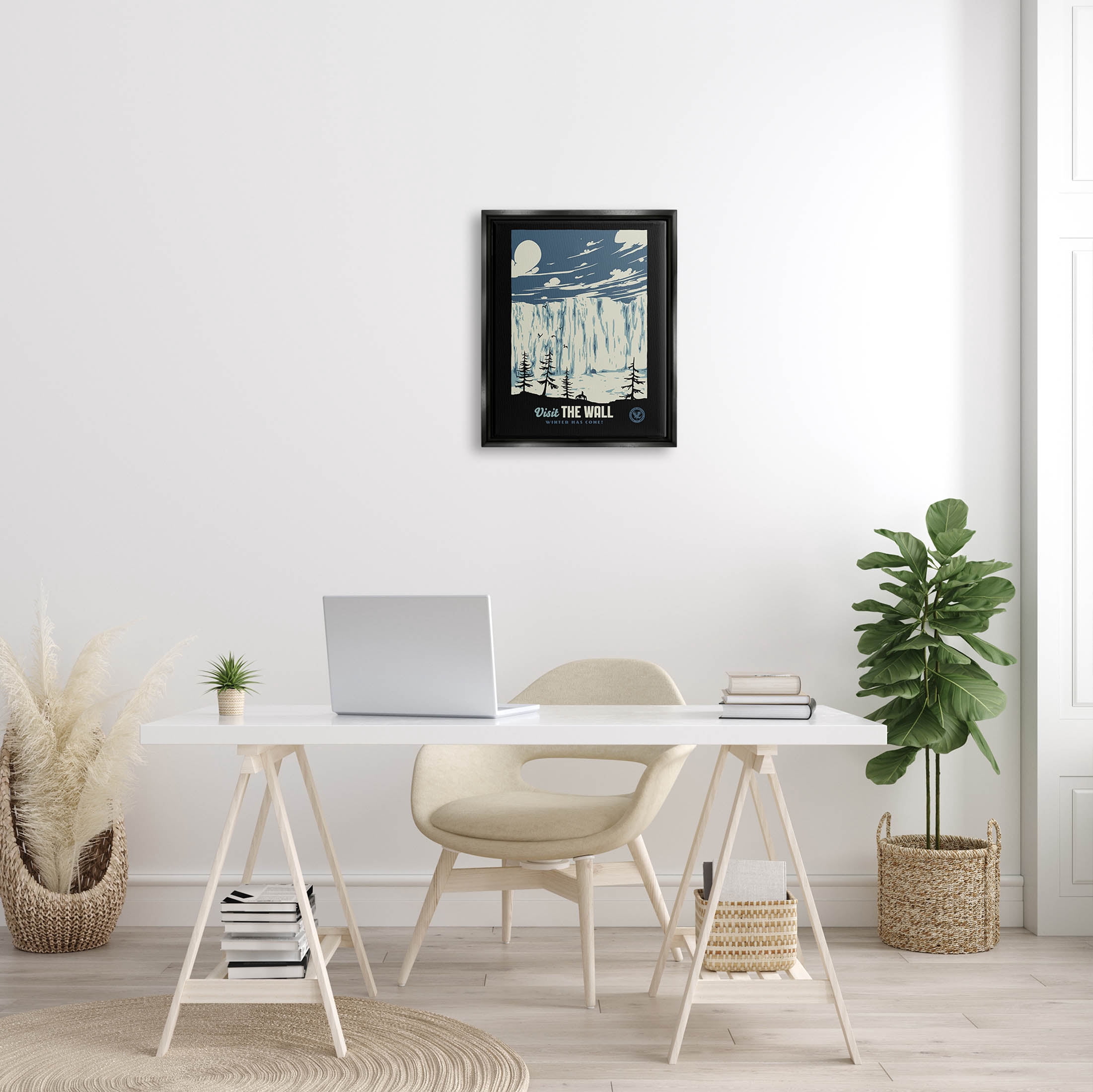 Stupell Industries Winter Has Come Fantasy Landscape Graphic Art Jet Black Floating Framed Canvas Print Wall Art, Design by Matheus Lopes Castro