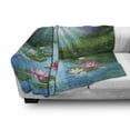thumbnail image 3 of Nature Soft Flannel Fleece Throw Blanket, Fantasy Pond Water Lilies Floating Romantic Lotus Fairy Tale Digital Art, Cozy Plush for Indoor and Outdoor Use, 60" x 80", Aqua Pink Green, by Ambesonne, 3 of 6