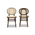 thumbnail image 2 of Baxton Studio Garold Mid-Century Modern Brown Woven Rattan and Walnut Brown Wood 2-Piece Cane Dining Chair Set, 2 of 7