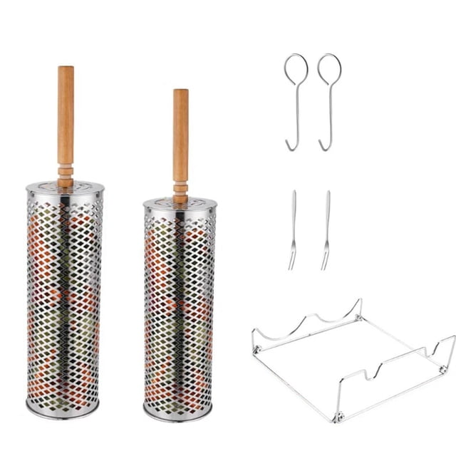 Cestas rodantes para asar, cesta para barbacoa, jaula de acero inoxidable para parrilla al aire libre, accesorios, rejilla para fogata al aire libre,