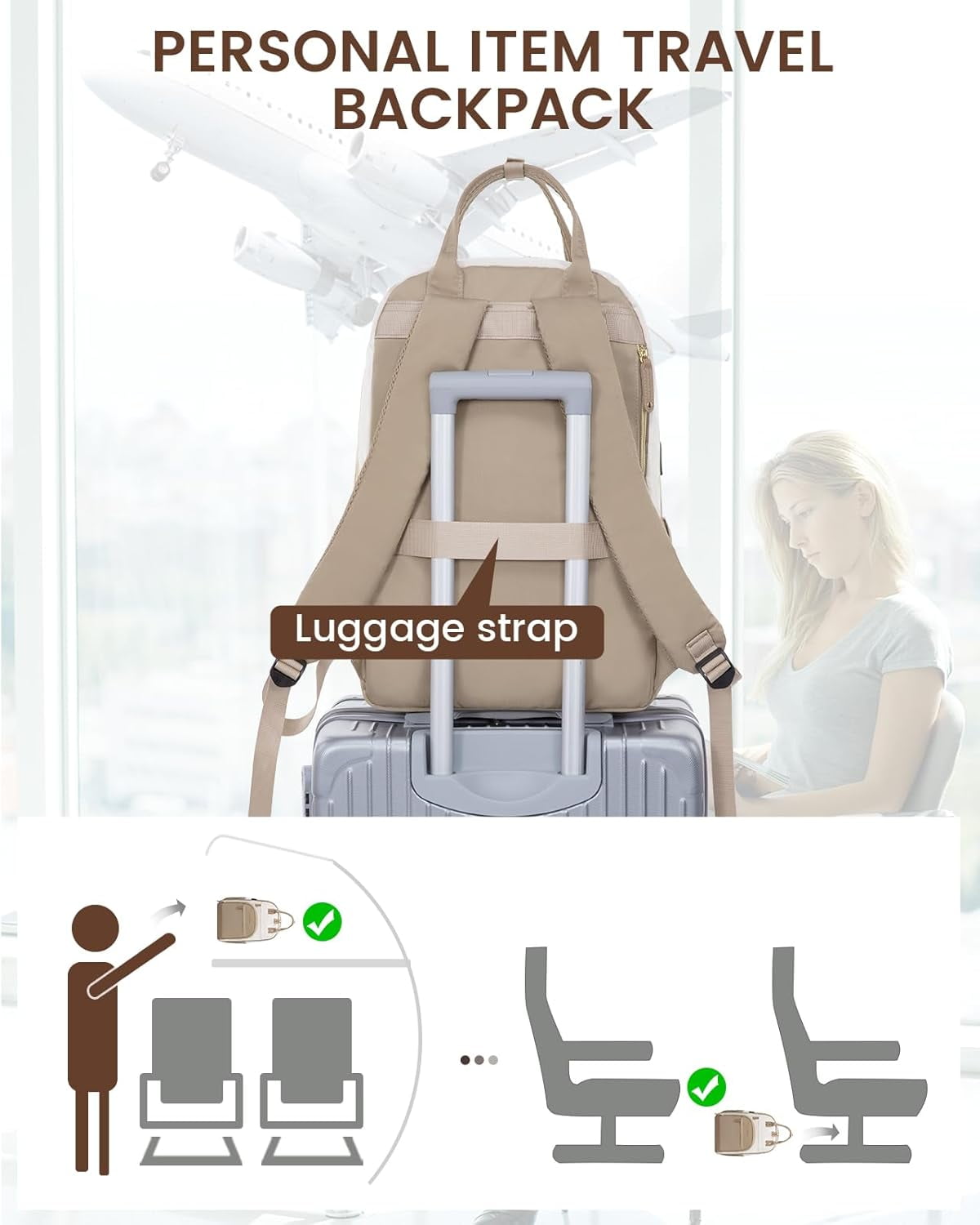 Lovevook Backpack Purses for Women, 15.6 Inch Laptop Backpack College Computer Bag, Multi-Functional Travel Work Bag Teacher Nurse Bag with USB Charging Port