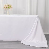 BalsaCircle 90" x 156" Polyester Rectangular Tablecloth Rounded Corners White