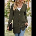 thumbnail image 4 of Cárdigan de Punto Suave para Mujer, Moda Otoño 2025, Abrigo de Larga Abierto con Bolsillos. Verde L, 4 of 9