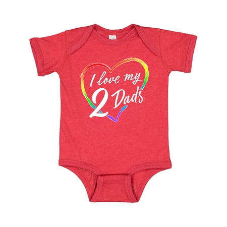 

Inktastic I Love My 2 Dads with Rainbow Heart Gift Baby Boy or Baby Girl Bodysuit