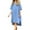 Blue, variant on Admvng Womens Summer Dresses Solid Color V-neck Short Sleeve Tie Buckle Easy Loose Dress S-5XL