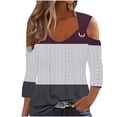 thumbnail image 2 of RXIRUCGD Blouse Décontractée à Rayures à Manches Courtes pour Femmes, Violet, Taille: 3TG, 2 of 5