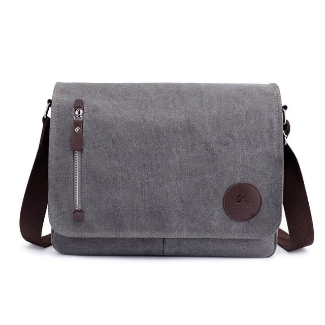 Bolso bandolera para hombre, de lona, de 13,5 pulgadas, color negro