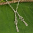 thumbnail image 3 of NOVICA Artisan Handmade Sterling Silver Lariat Necklace Ball Cylinder Chain Thailand [17.75 in L 6 mm W Pendant(s) 3.5 in L x 1 in W] Tango, 3 of 6