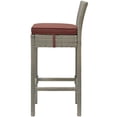 thumbnail image 4 of Contemporary Modern Urban Designer Outdoor Patio Balcony Garden Furniture Bar Side Stool Chair, Set of Four, Fabric Rattan Wicker, Dark Red, 4 of 5