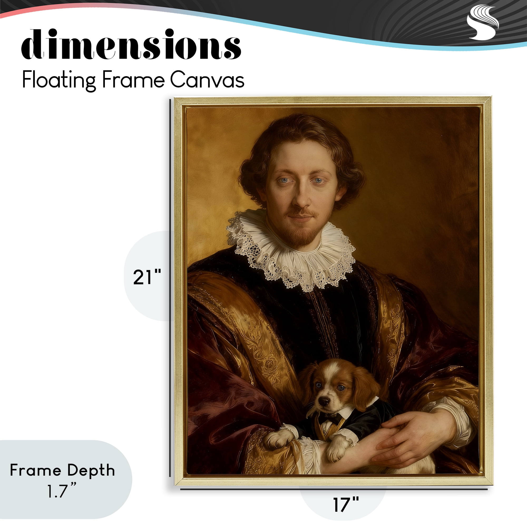 Stupell Industries Renaissance Noble with Loyal Companion Gold Framed Floater Canvas Wall Art, design by CAD Designs