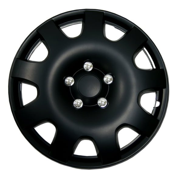 TuningPros WC-16-502-B Set of 4  Matte Black Snap-On Hubcaps 16" - Hub Caps Wheel Skin Cover 16 Inches 4 Pcs Set