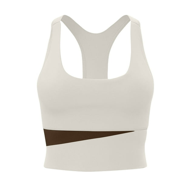 Yuyuzo Sports Bras for Women Wireless Full Coverage Colorblock Seamless Racerback Push up Workout Tank Tops