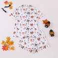 thumbnail image 4 of Halloween Pajamas Women 2026, Cute Satin Ghost Pumpkin Print Short Sleeve Button Top and Shorts Matching Sleepwear Pajamas, 4 of 5
