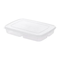 Zmeidao 2Pcs Divided Serving Tray, 4 Compartment Snackle Box with Lid, Plastic Food Storage Containers for Fruit, Vegetable, Salad, Meat