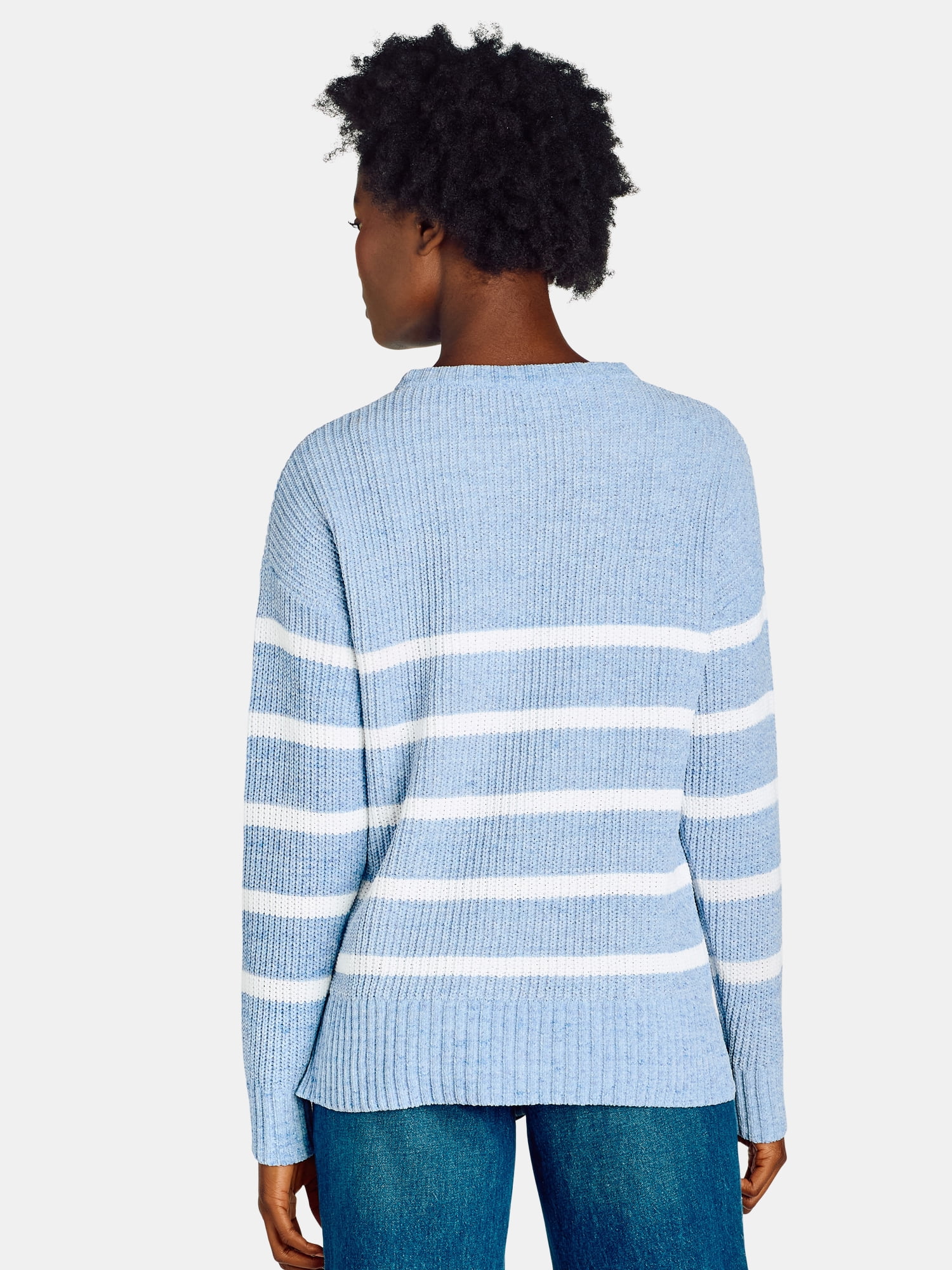 Time and Tru Women's Chenille Sweater with Long Sleeves, Midweight, Sizes XS-XXXL