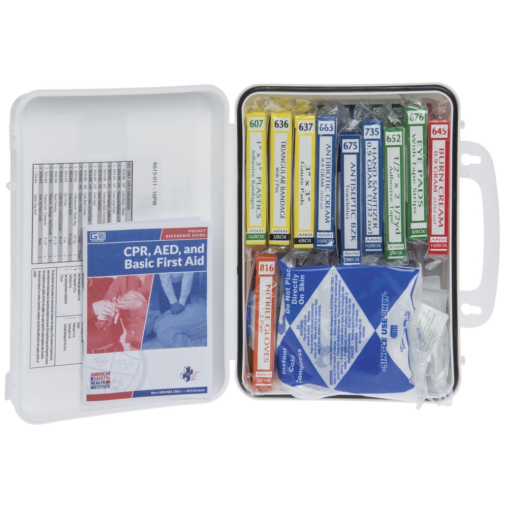 HUBERT® First Aid Kit with White Plastic Case Class A - 10" L x 3" D x 7" H