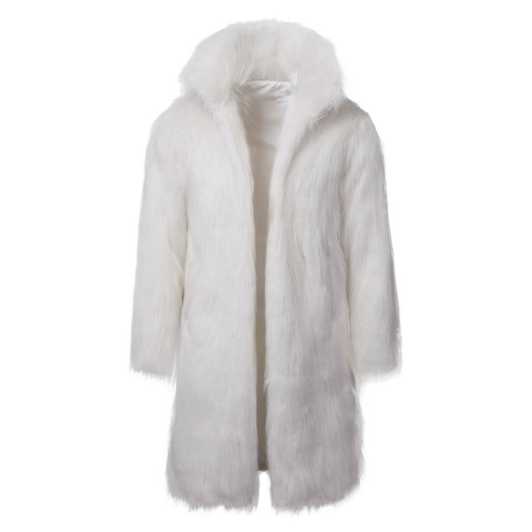 WNEGSTG Men's Faux Fur Coat, Hip Hop Style, Long Polyester