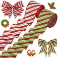 thumbnail image 6 of LQPWZU 1 Rolls Christmas Wired Ribbon for Gift Wrapping, Red and White Striped Ribbons for Crafts/Christmas Tree/Wreaths/Bow Decorations, 2.5" Wide x 5 Yards, 6 of 6